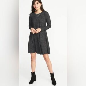 NWT Old Navy plush knit swing dress Chic charcoal grey Long Sleeve medium